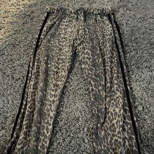 Animal Print Sweatpants with Black Stripes